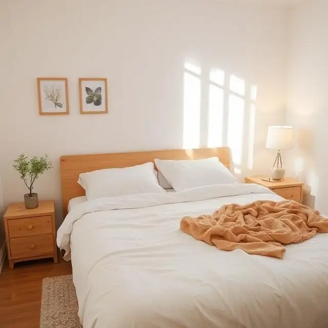 A neatly made bed, representing comfort and home