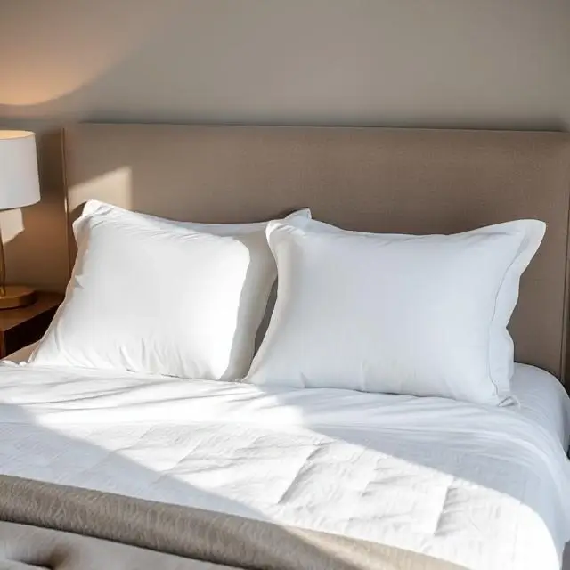 Customer photo showing pillows on a bed