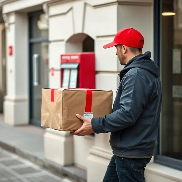 Shipping package at a post office