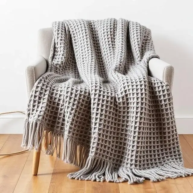 Waffle weave throw blanket