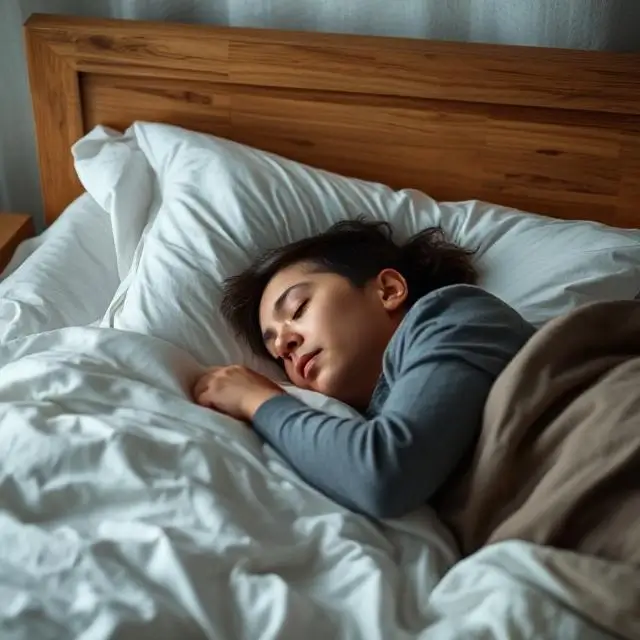 Person sleeping peacefully in comfortable bed