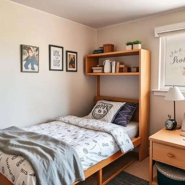 A cozy Twin XL bed in a dorm room setting